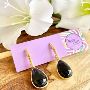 NEW 18K Gold Filled Black Dangle Drop